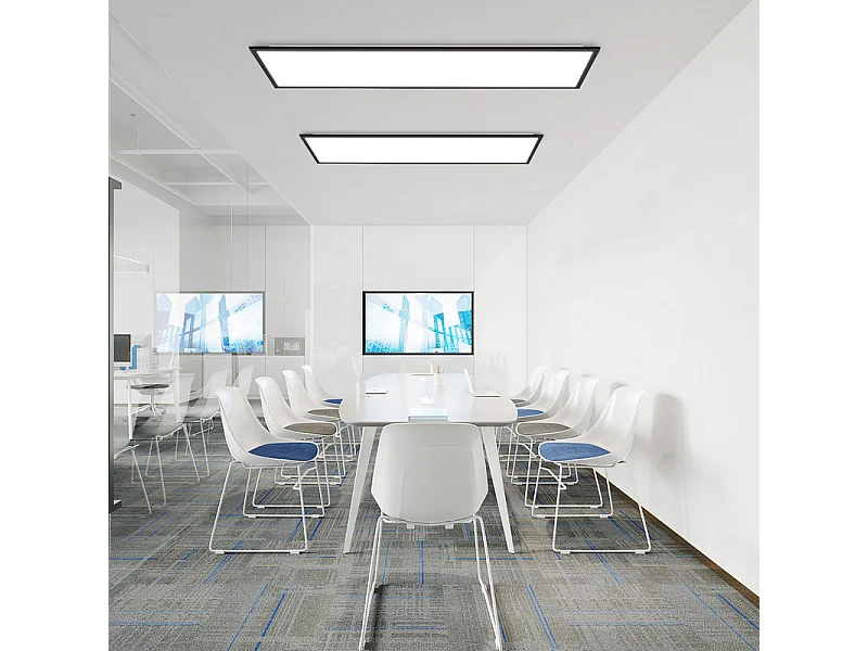 Panneau LED NETTLIFE 120 x 30 cm, intensité variable, plafonnier plat et long, couleur RVB, avec télécommande, 36 W, noir, rectangulaire