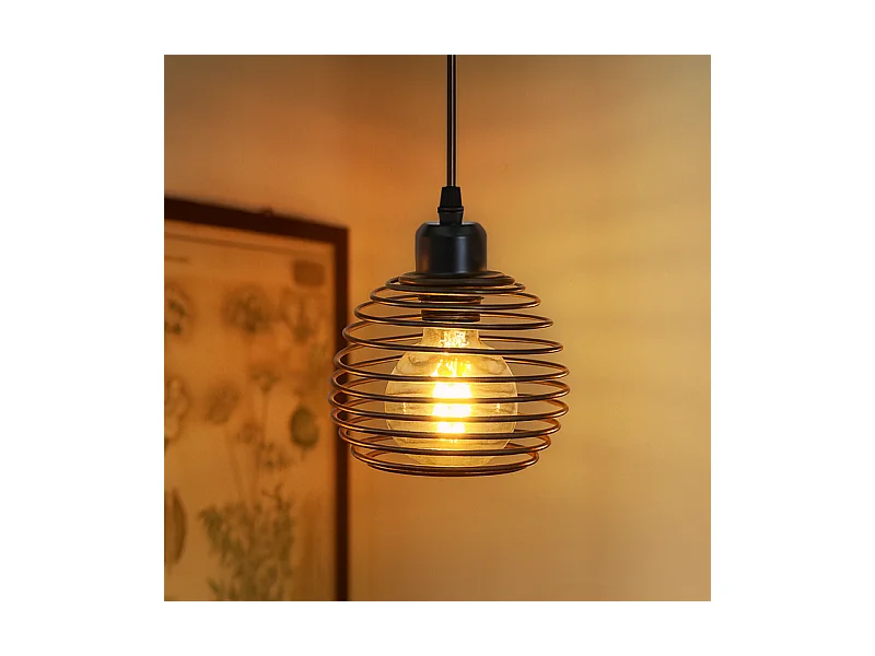Suspension Nettlife Vintage 1 Ampoule : Suspension Industrielle Noire avec Câble de 4,5 m avec Prise et Interrupteur, Douille E27