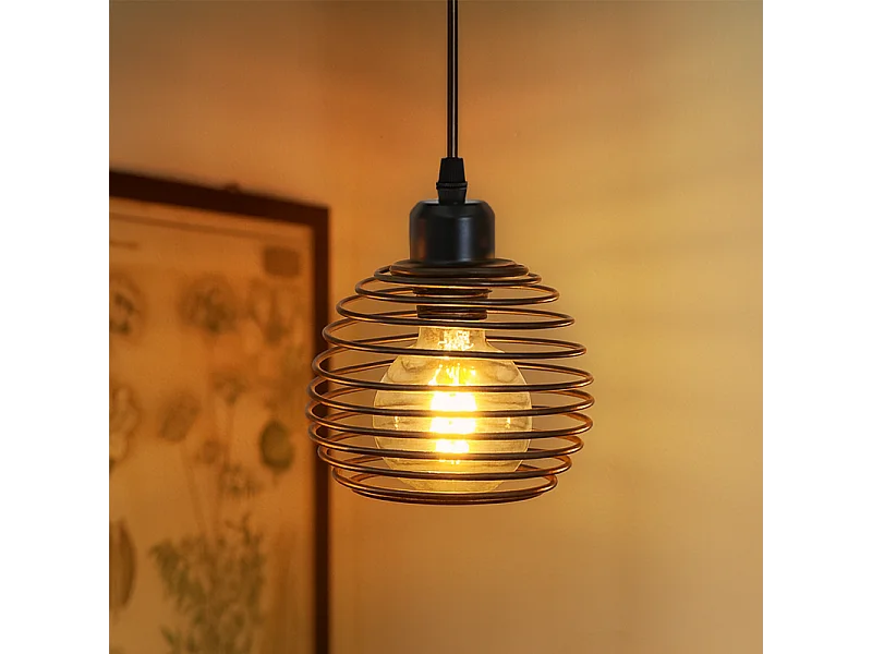 Lampa wisząca Nettlife Vintage 1-Light: czarna lampa wisząca w stylu industrialnym z kablem 4,5 m z wtyczką i przełącznikiem, gniazdo E27