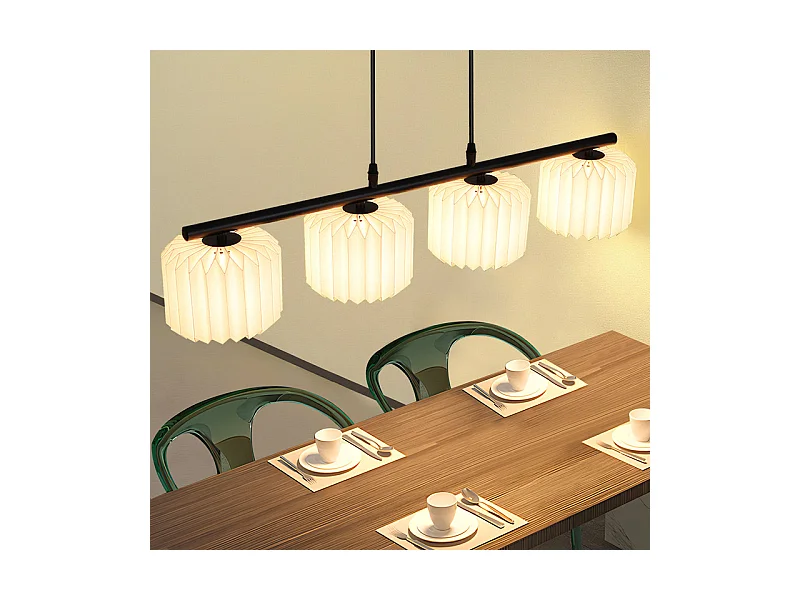 NETTLIFE Suspension table à manger lampe suspendue vintage - lampe suspendue salon salle à manger lampe 4 flammes blanc