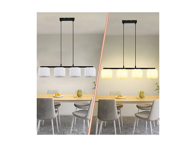 NETTLIFE Suspension table à manger lampe suspendue vintage - lampe suspendue salon salle à manger lampe 4 flammes blanc