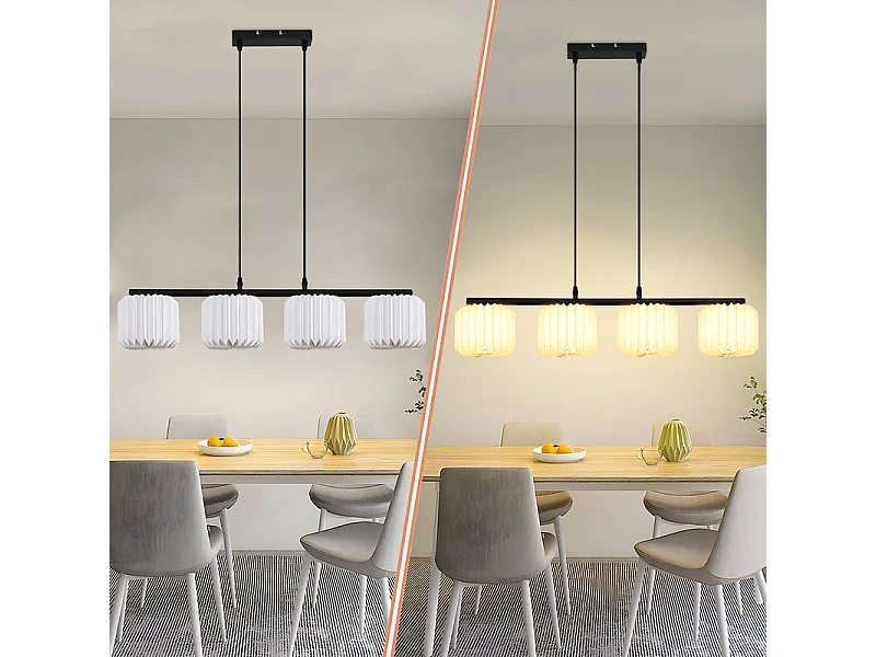 NETTLIFE Suspension table à manger lampe suspendue vintage - lampe suspendue salon salle à manger lampe 4 flammes blanc