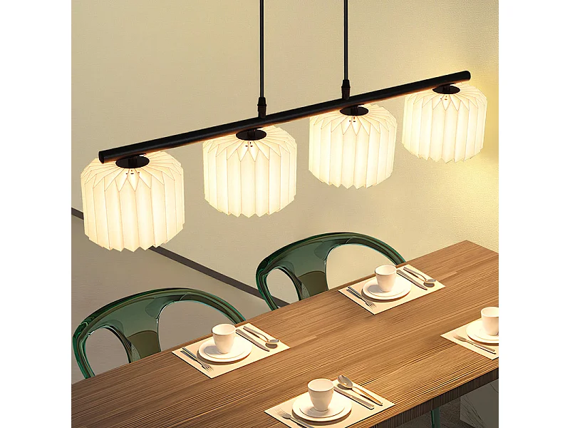 NETTLIFE Suspension table à manger lampe suspendue vintage - lampe suspendue salon salle à manger lampe 4 flammes blanc