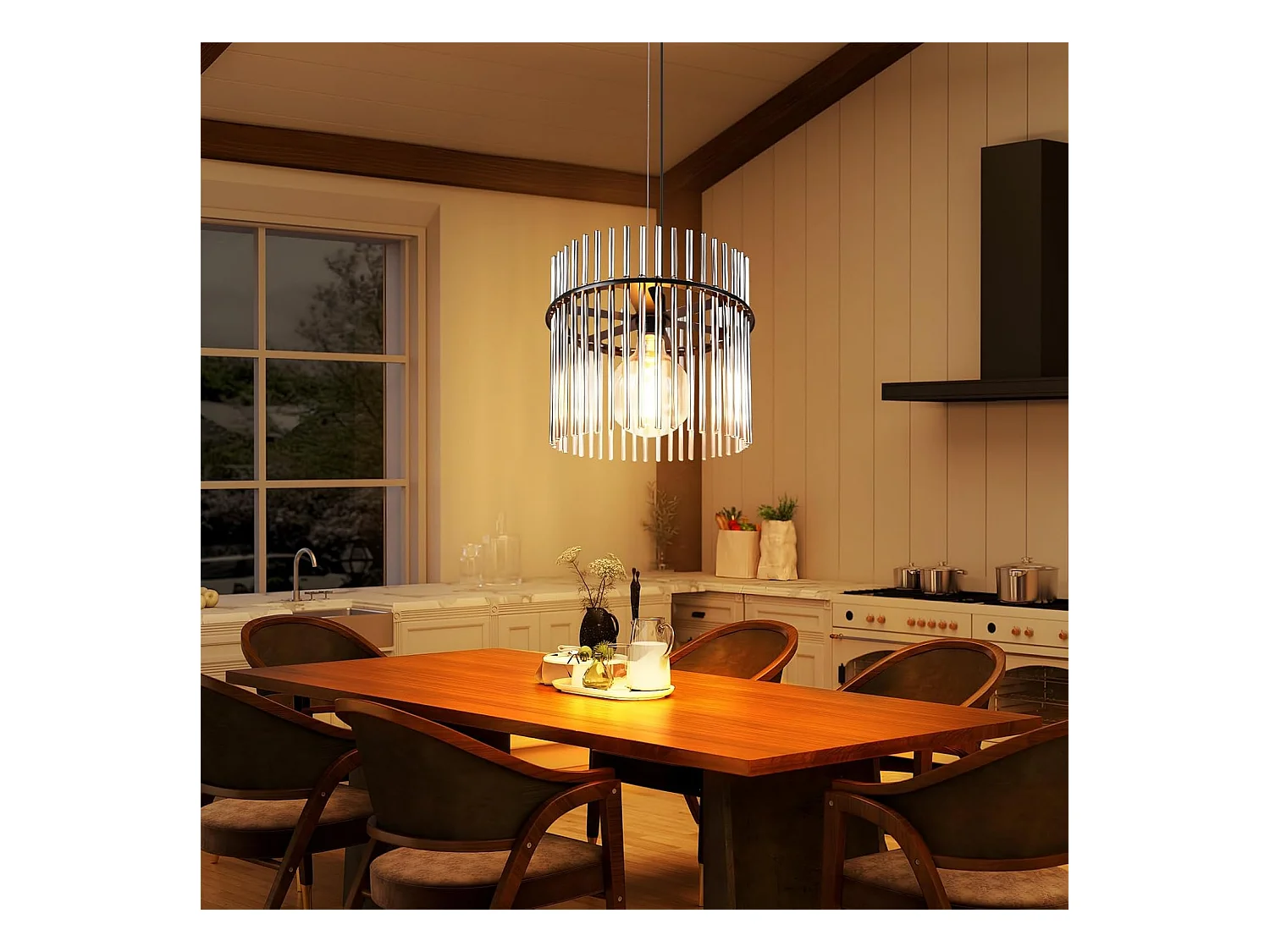 Nettlife Suspension Luminaire Noire Rétro, Lampe Pendante en Verre avec Douille E27, 1-flamme, Ø 30 cm, pour Table à Manger, Cuisine (sans ampoule).