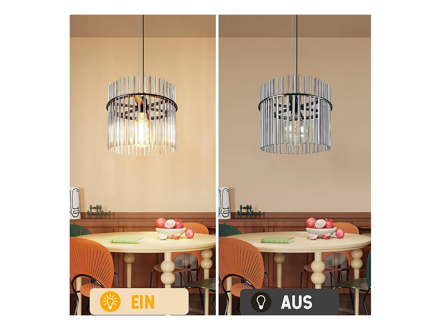 Nettlife Suspension Luminaire Noire Rétro, Lampe Pendante en Verre avec Douille E27, 1-flamme, Ø 30 cm, pour Table à Manger, Cuisine (sans ampoule).