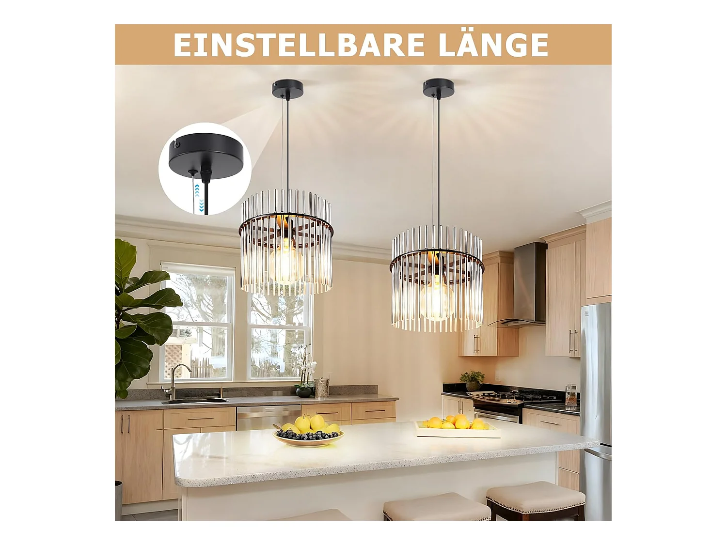 Nettlife Suspension Luminaire Noire Rétro, Lampe Pendante en Verre avec Douille E27, 1-flamme, Ø 30 cm, pour Table à Manger, Cuisine (sans ampoule).