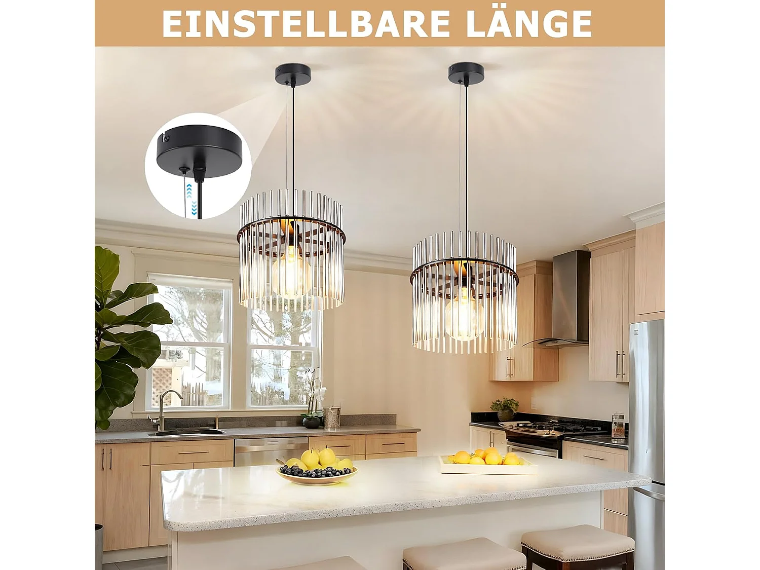 Nettlife Suspension Luminaire Noire Rétro, Lampe Pendante en Verre avec Douille E27, 1-flamme, Ø 30 cm, pour Table à Manger, Cuisine (sans ampoule).