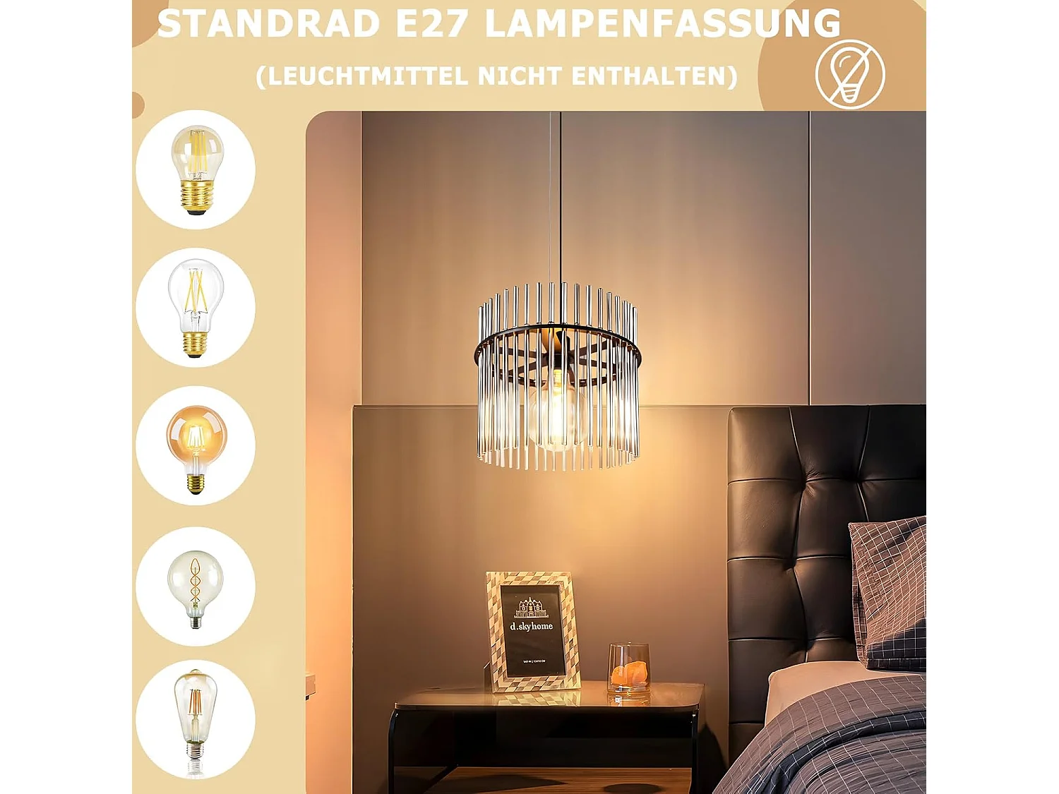 Nettlife Suspension Luminaire Noire Rétro, Lampe Pendante en Verre avec Douille E27, 1-flamme, Ø 30 cm, pour Table à Manger, Cuisine (sans ampoule).