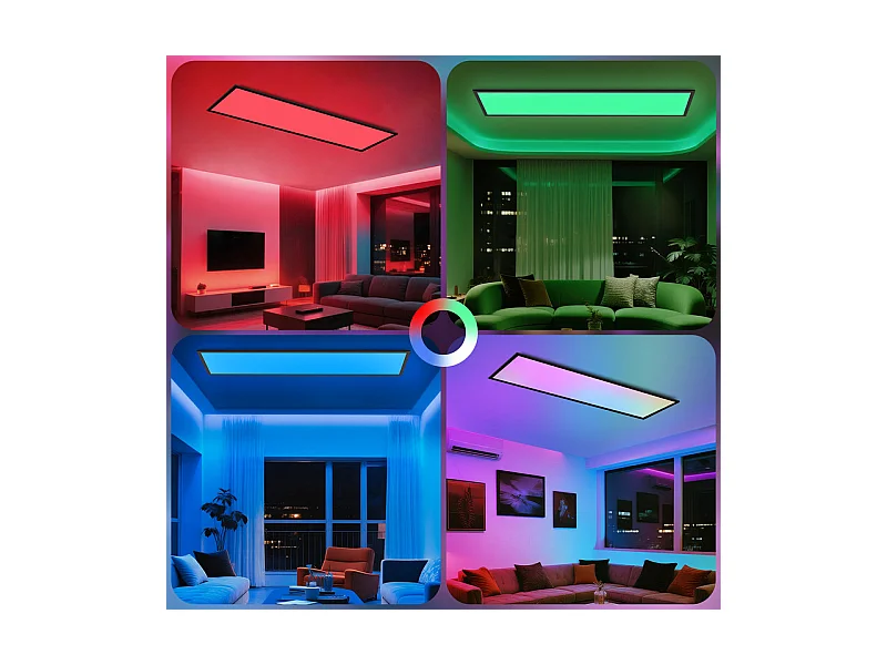 Plafonnier LED NETTLIFE 100x25 - panneau de plafond dimmable RGB changement de couleur longue lampe de plafond plate avec télécommande noire 24W