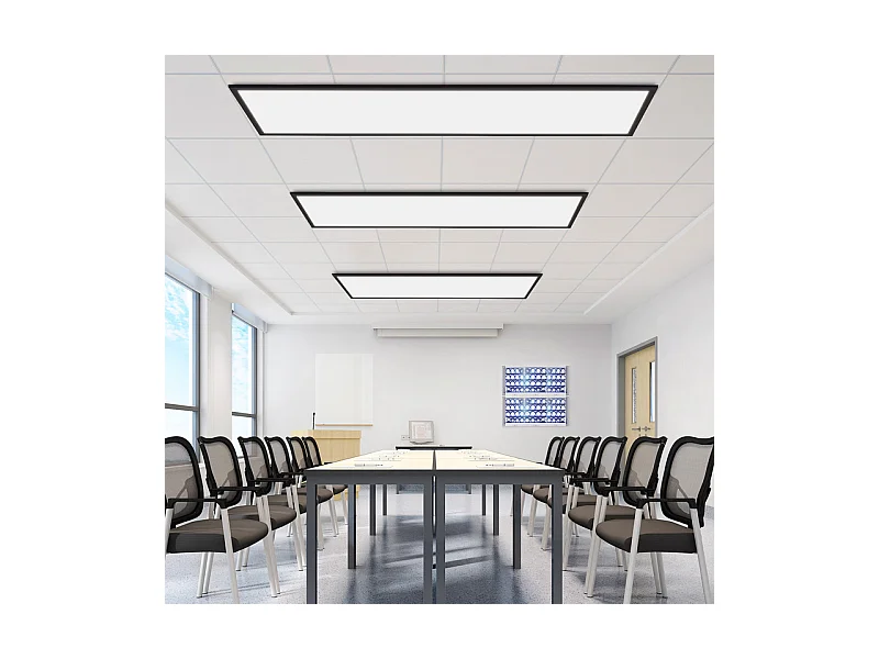 Plafonnier LED NETTLIFE 100x25 - panneau de plafond dimmable RGB changement de couleur longue lampe de plafond plate avec télécommande noire 24W