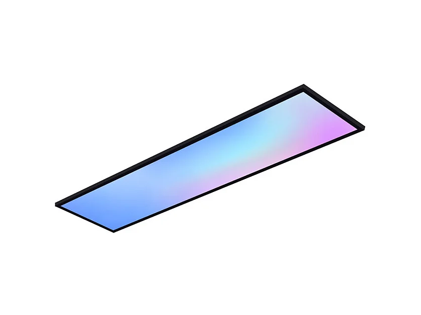 Plafonnier LED NETTLIFE 100x25 - panneau de plafond dimmable RGB changement de couleur longue lampe de plafond plate avec télécommande noire 24W