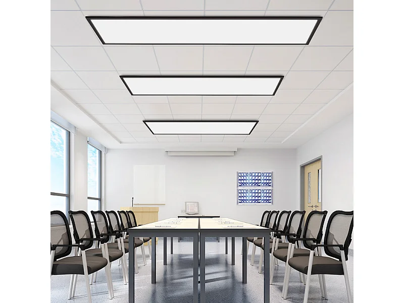 Plafonnier LED NETTLIFE 100x25 - panneau de plafond dimmable RGB changement de couleur longue lampe de plafond plate avec télécommande noire 24W