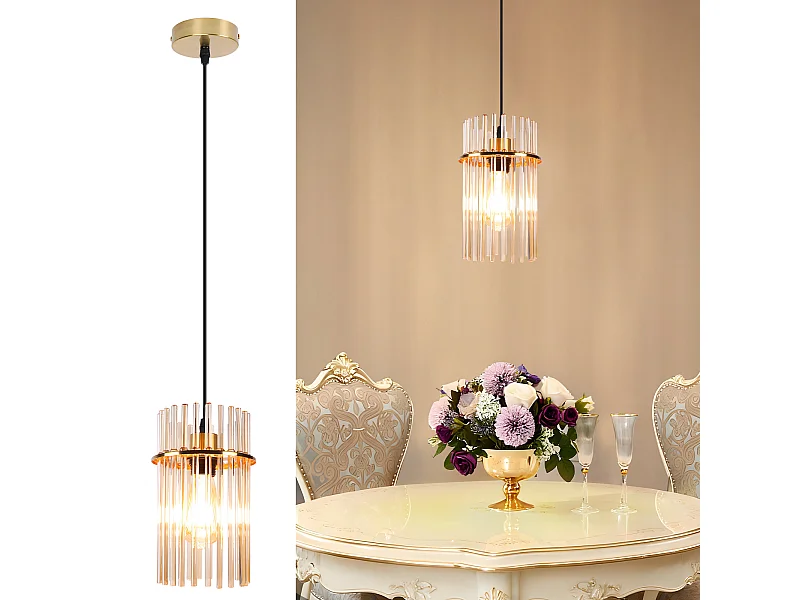 Nettlife Suspension pour table à manger, 1 lumière - Ampoule E27 avec abat-jour en verre Ø 16 cm(ampoule non incluse).