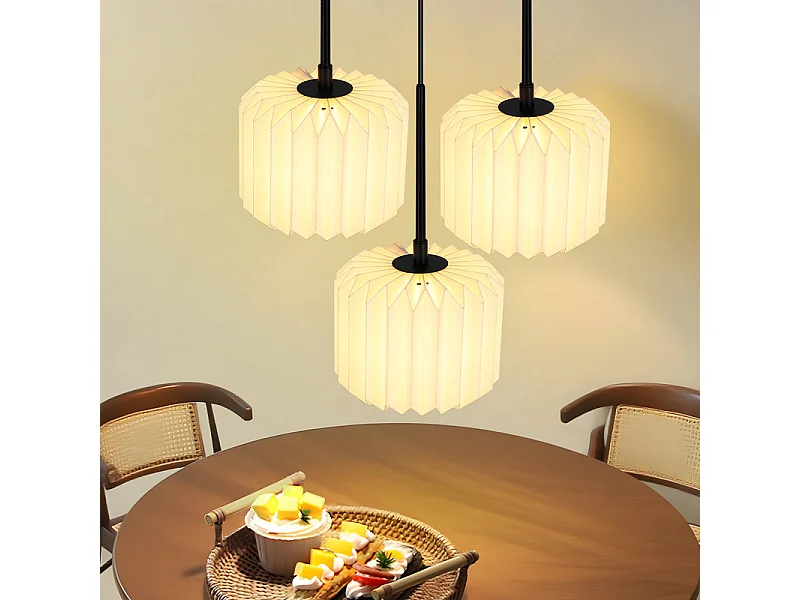 NETTLIFE Suspension table à manger lampe suspendue vintage - lampe suspendue salon salle à manger lampe 3 flammes blanc