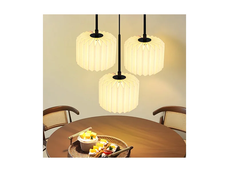 NETTLIFE Suspension table à manger lampe suspendue vintage - lampe suspendue salon salle à manger lampe 3 flammes blanc