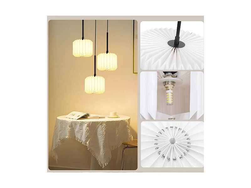 NETTLIFE Suspension table à manger lampe suspendue vintage - lampe suspendue salon salle à manger lampe 3 flammes blanc