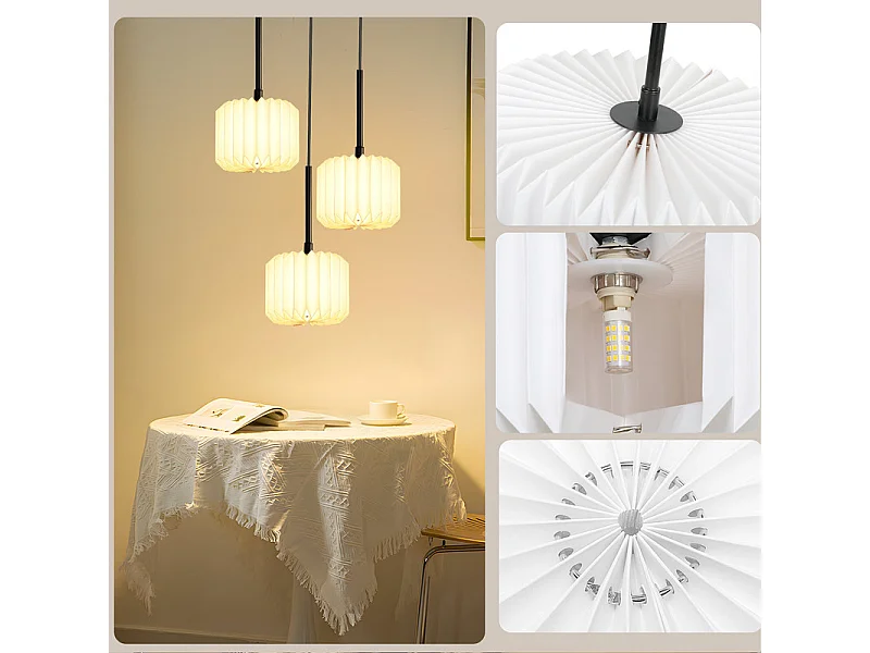 NETTLIFE Suspension table à manger lampe suspendue vintage - lampe suspendue salon salle à manger lampe 3 flammes blanc