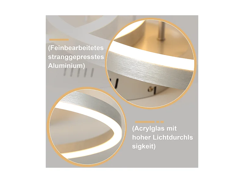 Plafonnier LED NETTLIFE pour salon, lampe de salon à intensité variable, 82 cm, design moderne, doré, 74 W, lampe de chambre avec télécommande