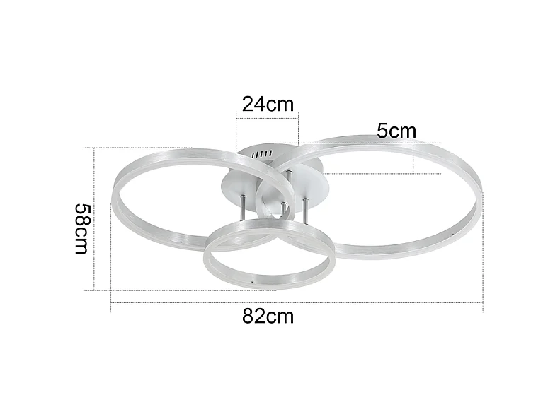 Plafonnier LED NETTLIFE pour salon, lampe de salon à intensité variable, 82 cm, design moderne, doré, 74 W, lampe de chambre avec télécommande