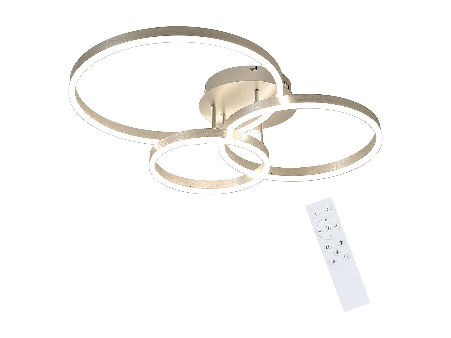 Lámpara de techo LED NETTLIFE para salón, regulable, 82 cm, diseño moderno, dorada, 74 W, para dormitorio con mando a distancia.