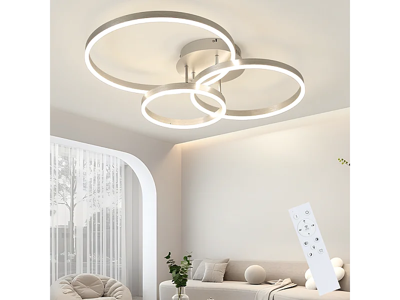 Lámpara de techo LED NETTLIFE para salón, regulable, 82 cm, diseño moderno, dorada, 74 W, para dormitorio con mando a distancia.