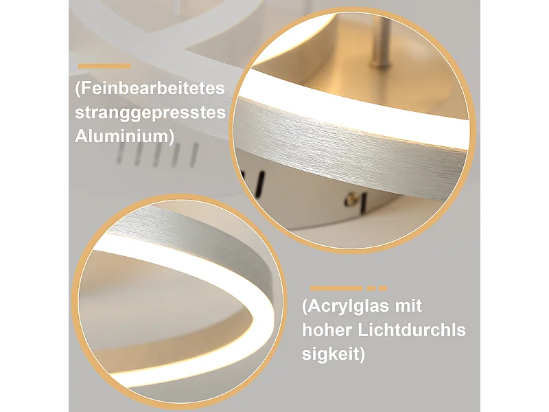 Lámpara de techo LED NETTLIFE para salón, regulable, 82 cm, diseño moderno, dorada, 74 W, para dormitorio con mando a distancia.