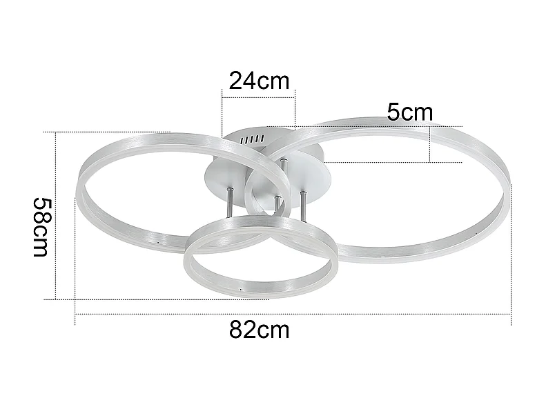 Lámpara de techo LED NETTLIFE para salón, regulable, 82 cm, diseño moderno, dorada, 74 W, para dormitorio con mando a distancia.