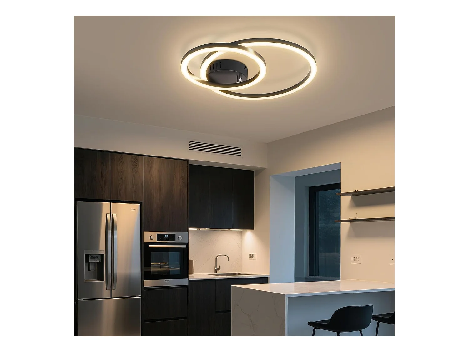 Plafonnier LED Nettlife 40 cm - 23 W - Lampe de cuisine 3 000 K - Blanc chaud - Lampe de salon moderne - Lampe de chambre à coucher - 2 anneaux