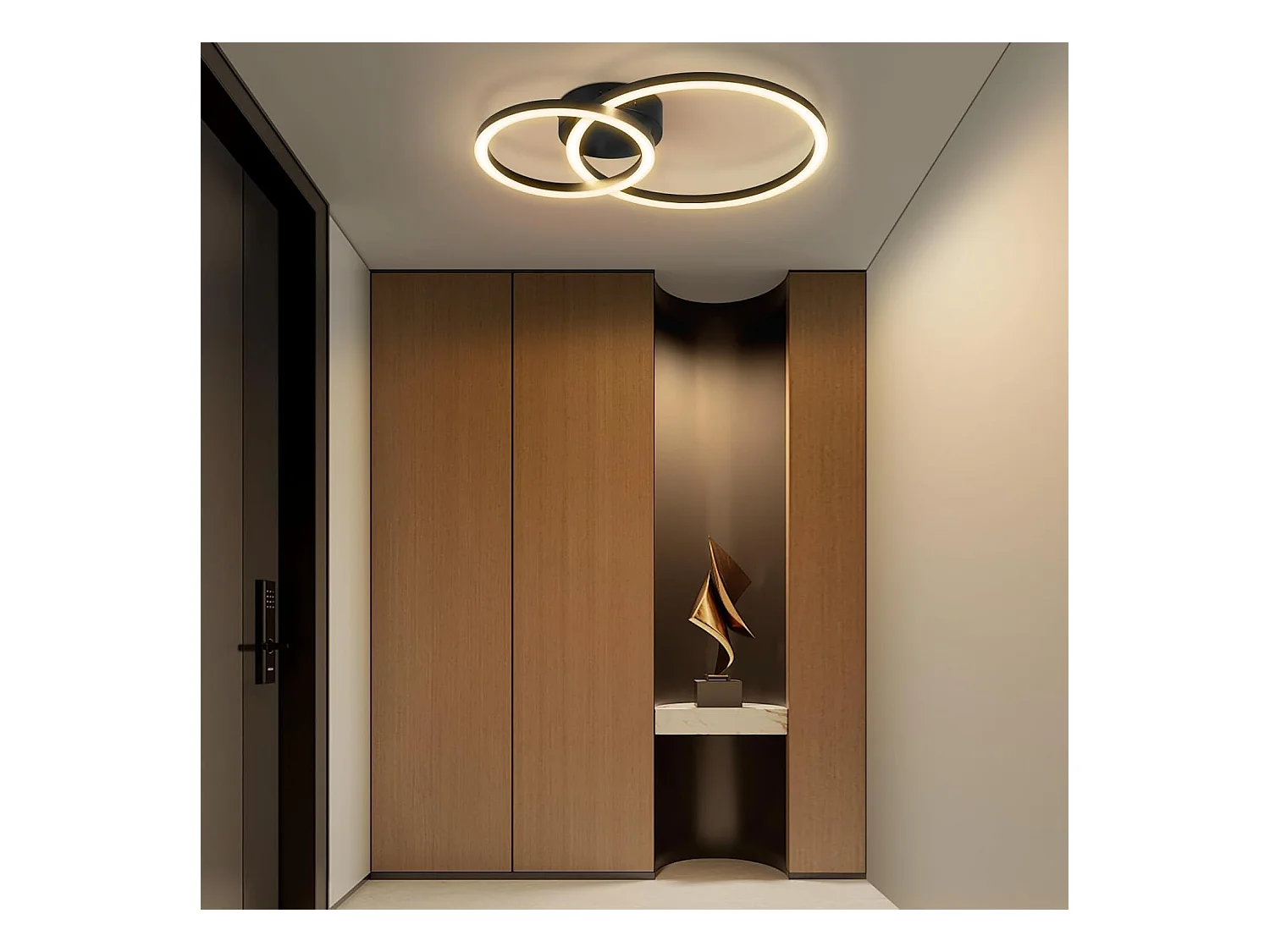 Plafonnier LED Nettlife 40 cm - 23 W - Lampe de cuisine 3 000 K - Blanc chaud - Lampe de salon moderne - Lampe de chambre à coucher - 2 anneaux