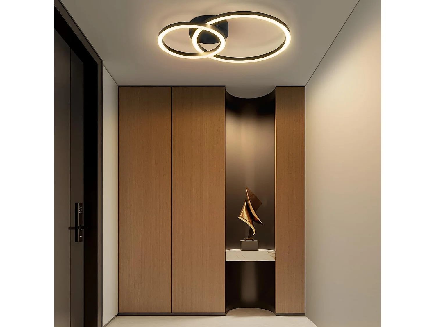 Lampa sufitowa LED Nettlife 40 cm - 23 W - Lampa kuchenna 3000 K - Ciepła biel - Nowoczesna lampa do salonu - Lampa do sypialni - 2 pierścienie