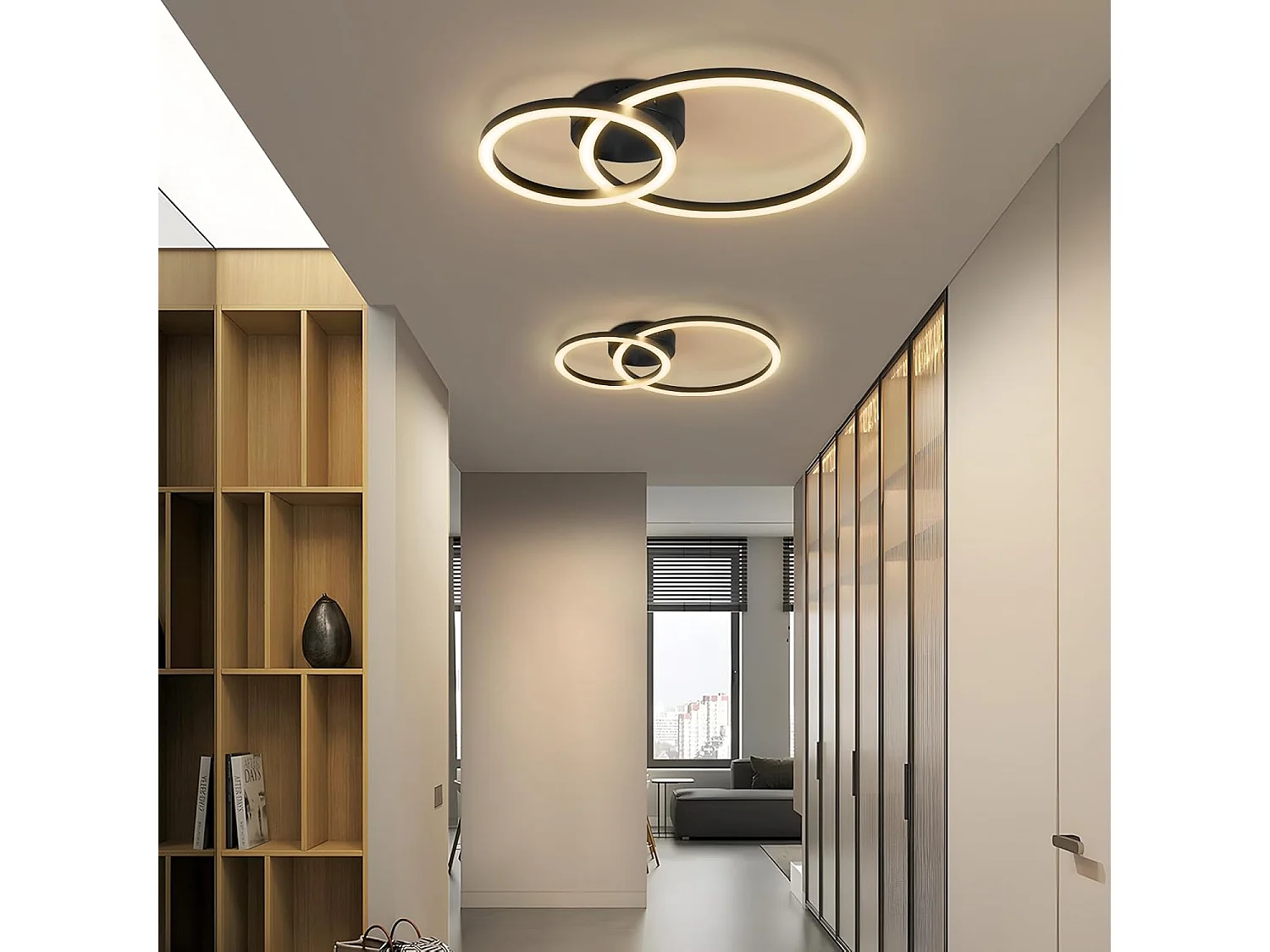 Nettlife LED Plafondlamp 40cm - 23W - Keukenlamp 3000K - Warm Wit - Moderne Woonkamerlamp - Slaapkamerlamp - 2 Ringen