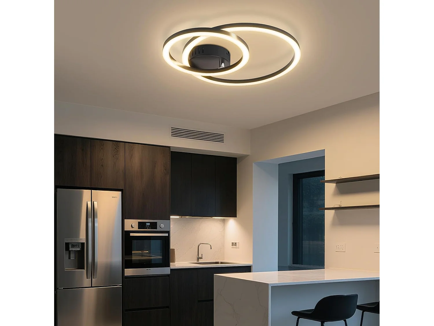 Nettlife LED Plafondlamp 40cm - 23W - Keukenlamp 3000K - Warm Wit - Moderne Woonkamerlamp - Slaapkamerlamp - 2 Ringen