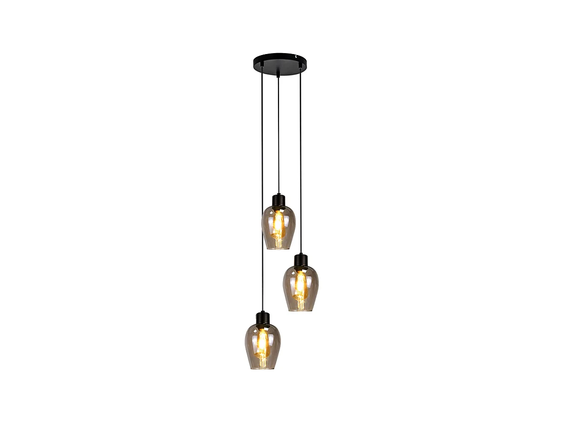 Suspension Nettlife noire pour table à manger - Lampe suspendue E27 à flamme unique en verre fumé vintage sans source lumineuse