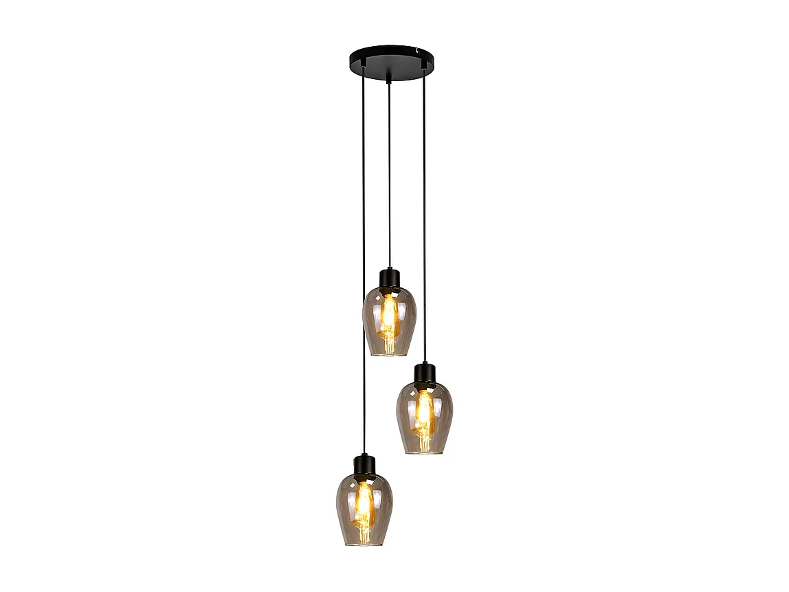 Suspension Nettlife noire pour table à manger - Lampe suspendue E27 à flamme unique en verre fumé vintage sans source lumineuse