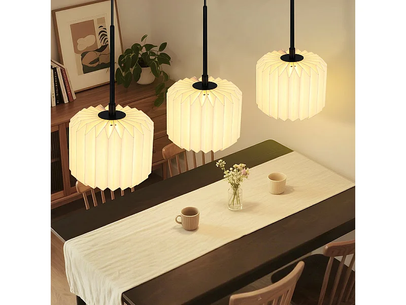 NETTLIFE Suspension table à manger lampe suspendue vintage - lampe suspendue salon salle à manger lampe 3 flammes blanc