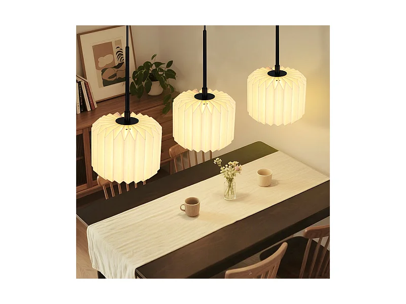 NETTLIFE Suspension table à manger lampe suspendue vintage - lampe suspendue salon salle à manger lampe 3 flammes blanc