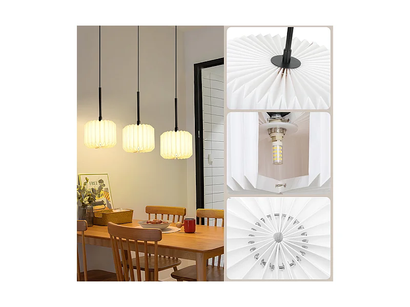 NETTLIFE Suspension table à manger lampe suspendue vintage - lampe suspendue salon salle à manger lampe 3 flammes blanc