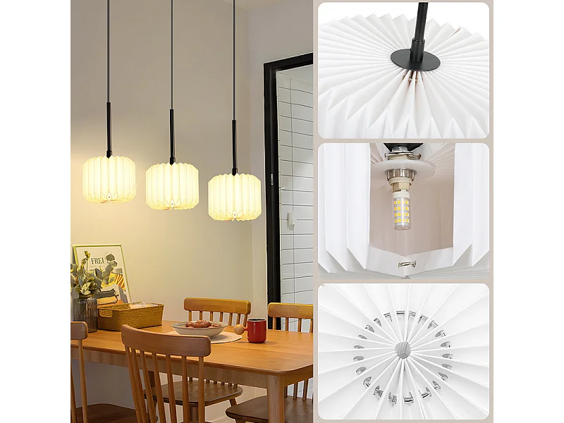 NETTLIFE Suspension table à manger lampe suspendue vintage - lampe suspendue salon salle à manger lampe 3 flammes blanc