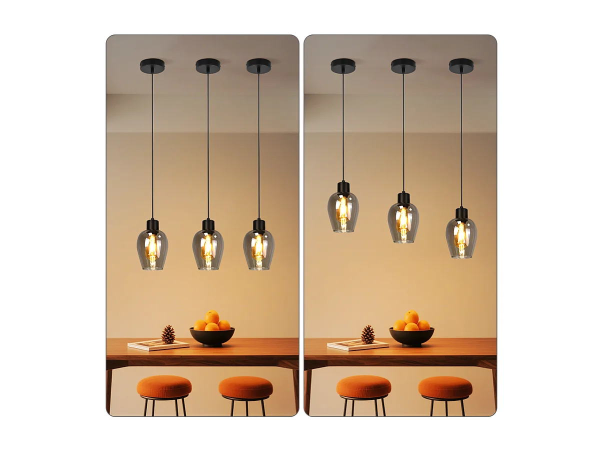 Lampa wisząca Nettlife Black Dining Table - Vintage Smoked Glass Single Flame E27