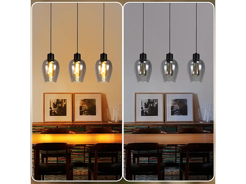 Lampa wisząca Nettlife Black Dining Table - Vintage Smoked Glass Single Flame E27