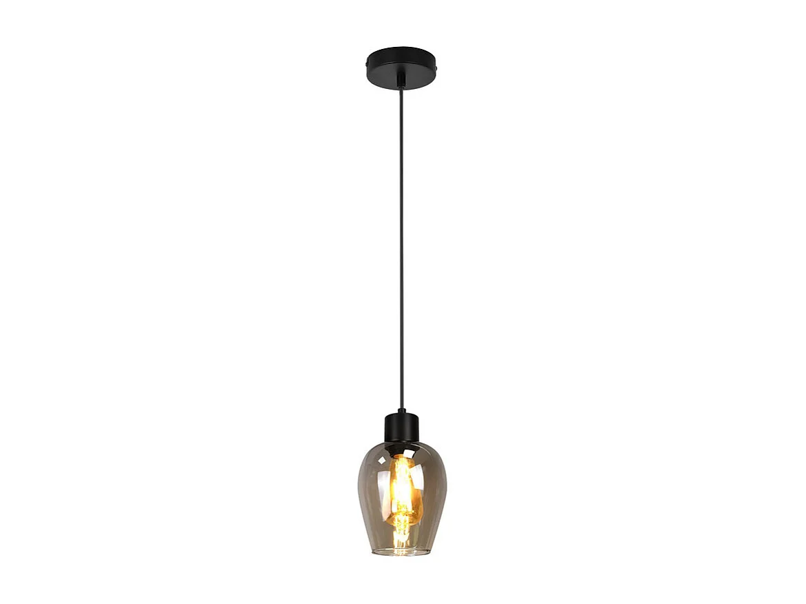 Suspension Nettlife noire pour table à manger - Lampe suspendue E27 à flamme unique en verre fumé vintage