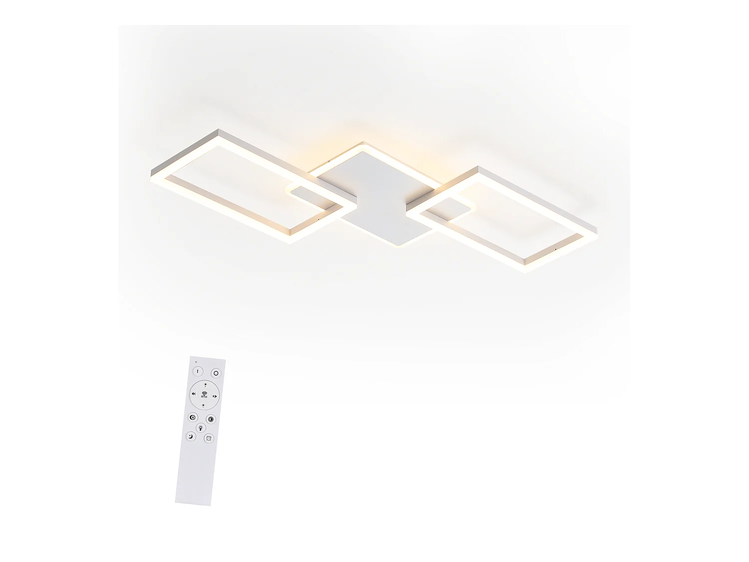 Plafonnier LED NETTLIFE pour salon - Plafonnier à intensité variable avec télécommande 63 W - Grand format - Blanc moderne