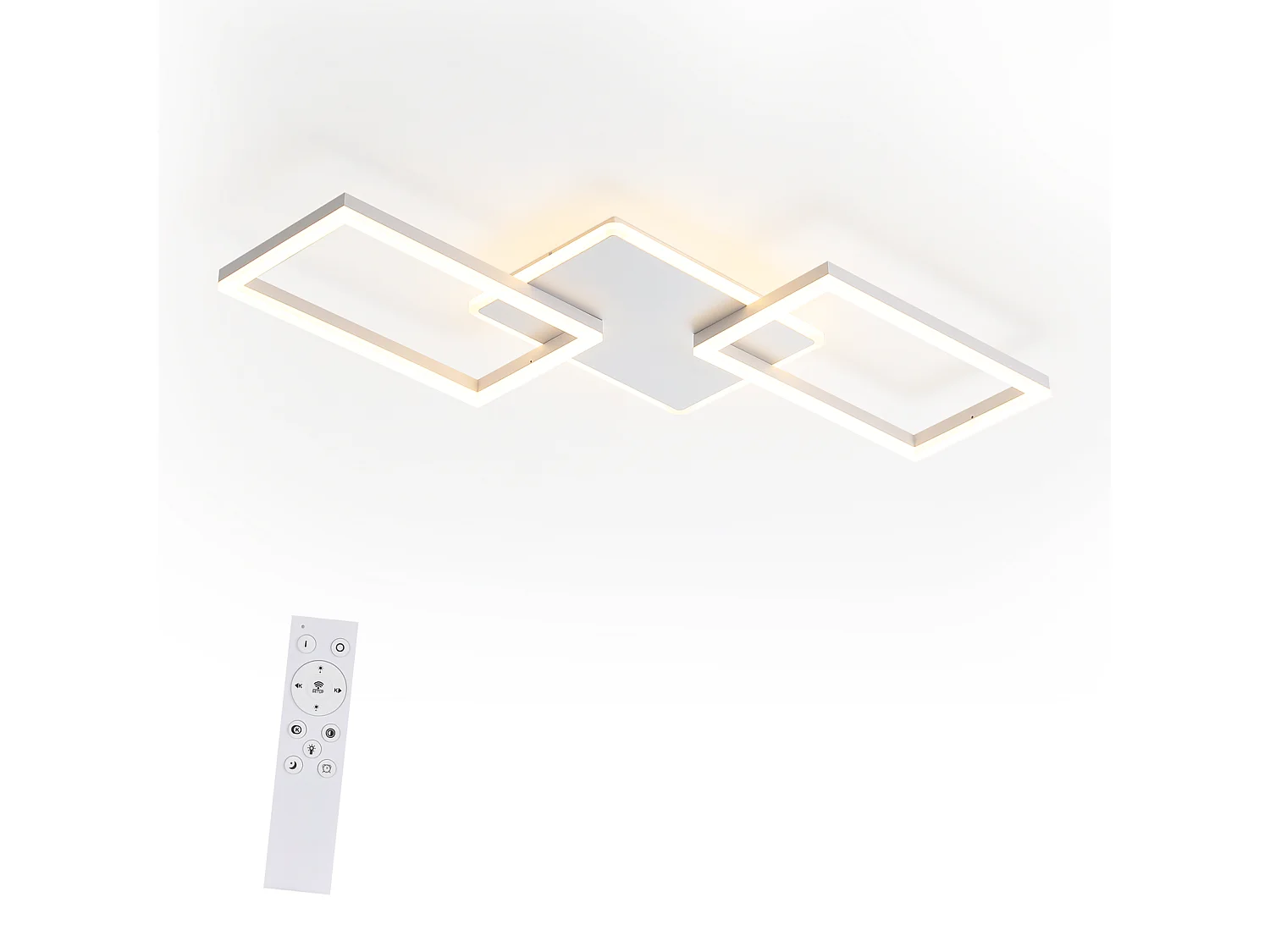 Plafonnier LED NETTLIFE pour salon - Plafonnier à intensité variable avec télécommande 63 W - Grand format - Blanc moderne