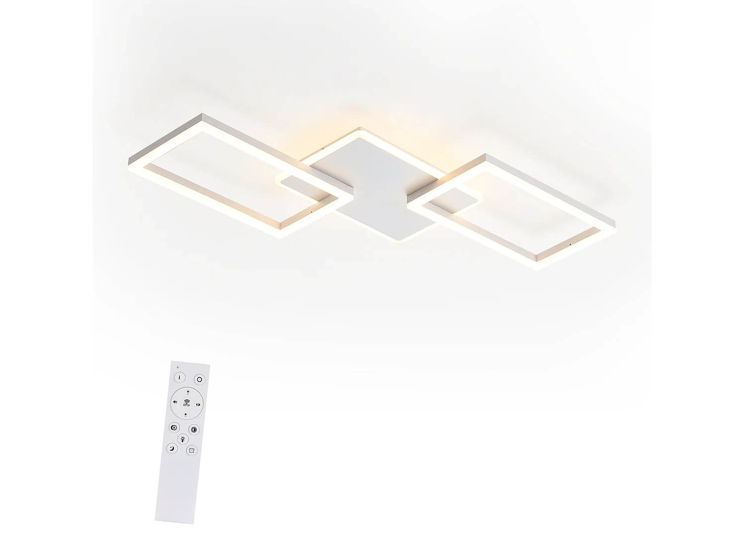 Plafonnier LED NETTLIFE pour salon - Plafonnier à intensité variable avec télécommande 63 W - Grand format - Blanc moderne