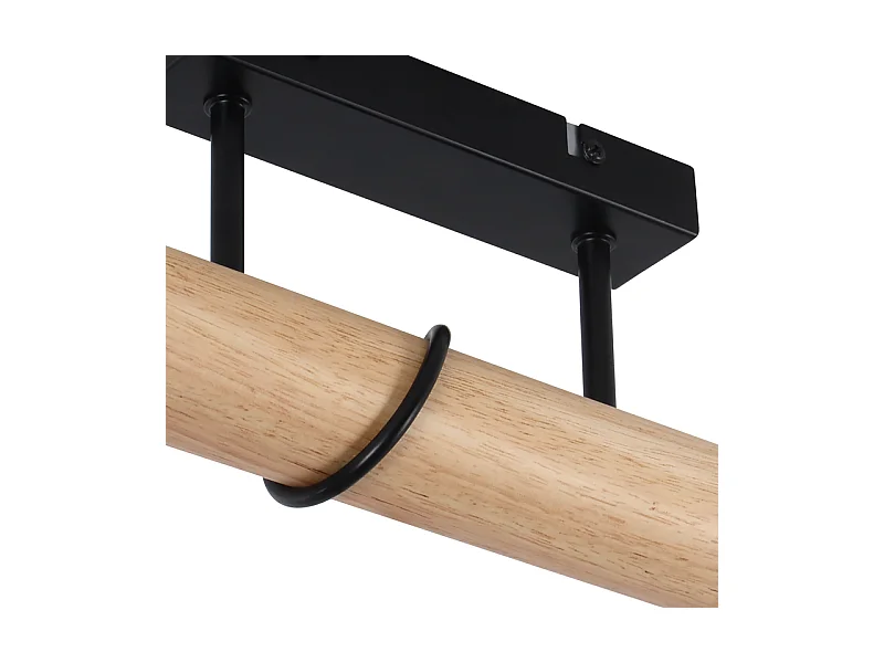 NETTLIFE Lampa sufitowa do salonu w stylu vintage, drewniana, czarna, metalowa, industrialna, do salonu. Żarówka E27 nie jest dołączona.