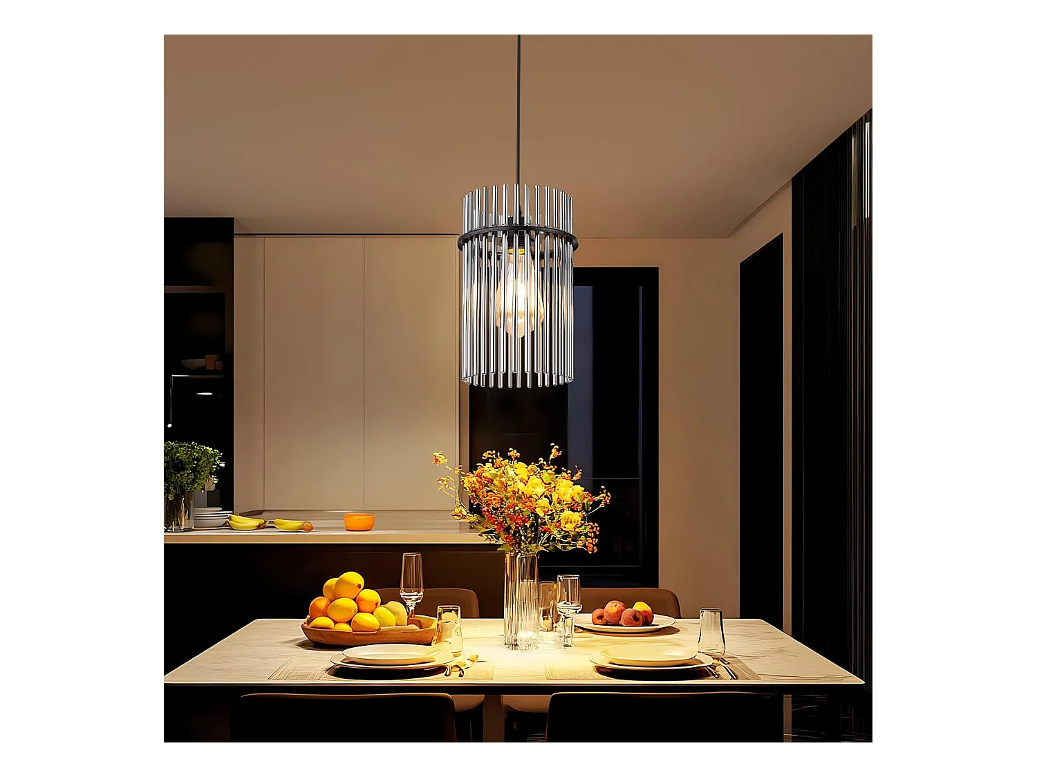 Suspension Nettlife table à manger lampe suspendue 1 flamme - suspension noire E27 lampe de salle à manger verre Ø 16 cm (sans source lumineuse)