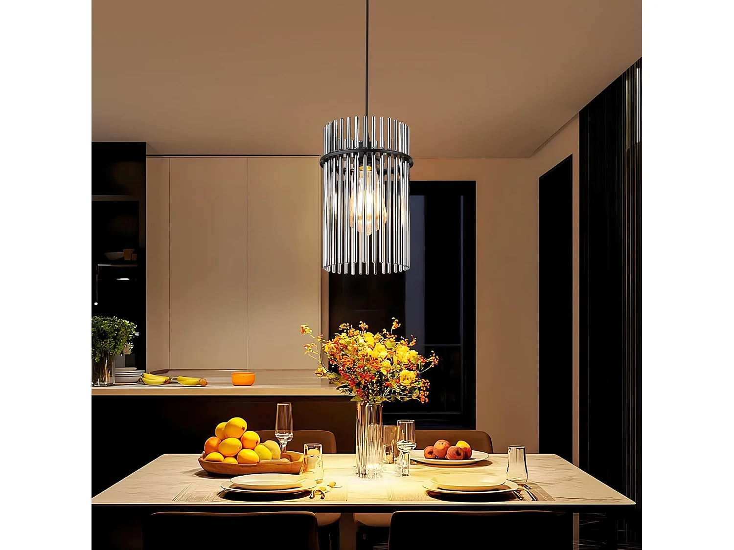 Suspension Nettlife table à manger lampe suspendue 1 flamme - suspension noire E27 lampe de salle à manger verre Ø 16 cm (sans source lumineuse)