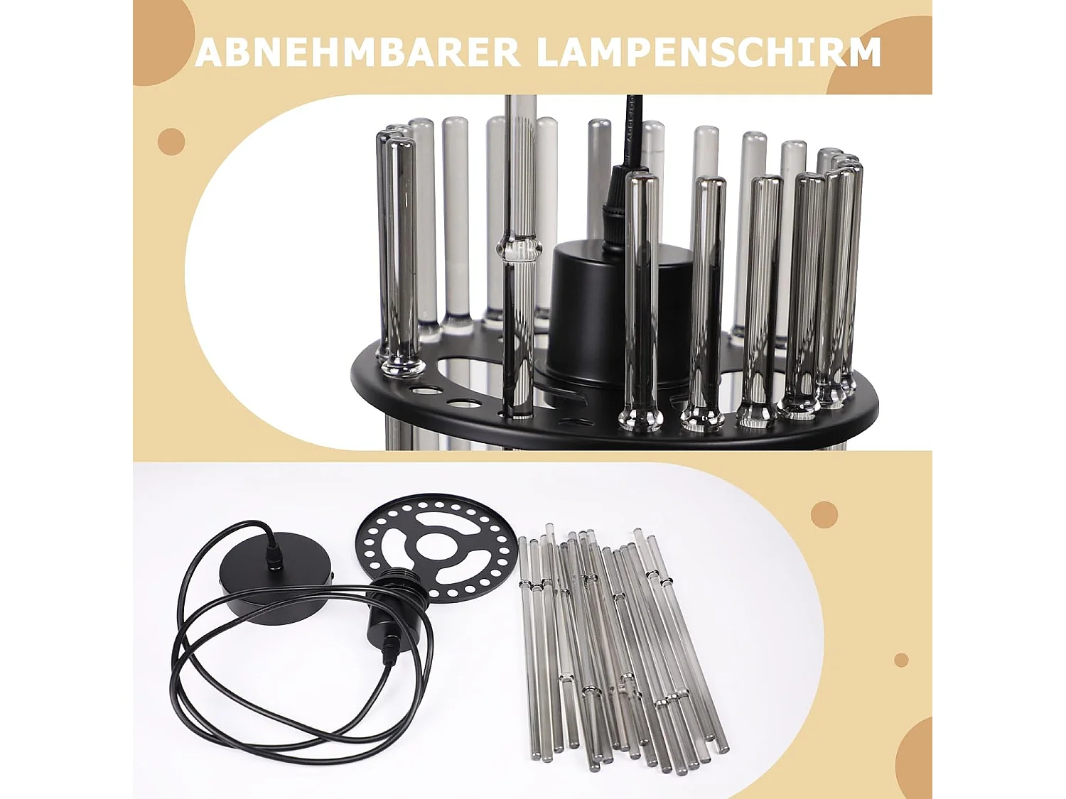 Suspension Nettlife table à manger lampe suspendue 1 flamme - suspension noire E27 lampe de salle à manger verre Ø 16 cm (sans source lumineuse)