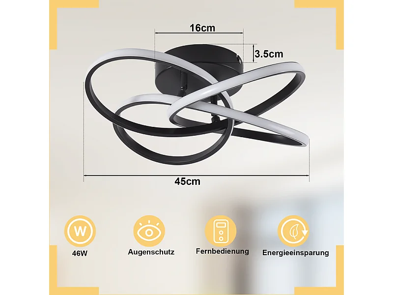 Lampa sufitowa LED NETTLIFE do sypialni – 28 W, 3000 K, ciepła biel, lampa do przedpokoju, nowoczesna lampa kuchenna, kwiat czterolistny