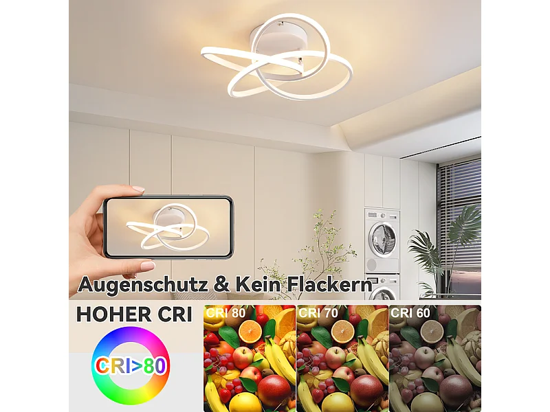 Lampa sufitowa LED NETTLIFE do sypialni – 28 W, 3000 K, ciepła biel, lampa do przedpokoju, nowoczesna lampa kuchenna, kwiat czterolistny